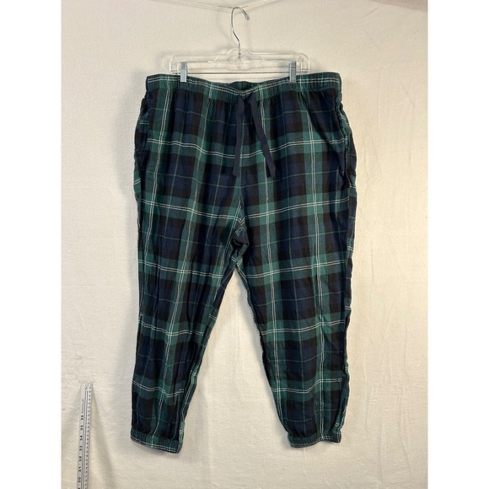 Old Navy Womens XXL Plaid Pajama Pants Green Black Matching The Family‎ #1541